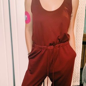 Forever 21 Burgundy Straight Leg Jumpsuit